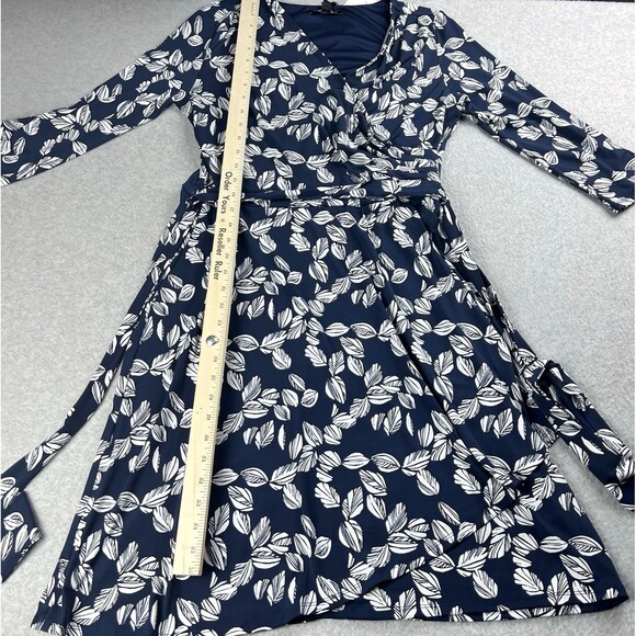 41 Hawthorn Dress Womens Large Navy Kaylee Surplice Neck Faux Wrap Midi Boho - Picture 11 of 16